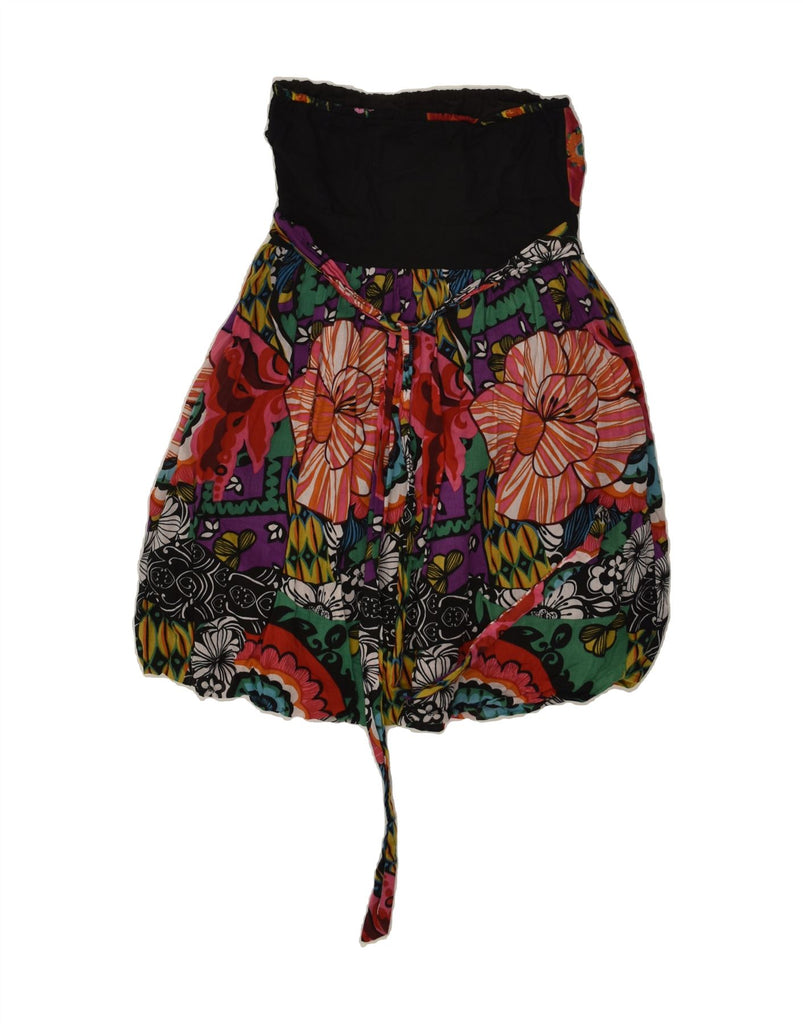 DESIGUAL Womens Graphic Strapless Dress EU 36 Small Multicoloured Floral | Vintage Desigual | Thrift | Second-Hand Desigual | Used Clothing | Messina Hembry 