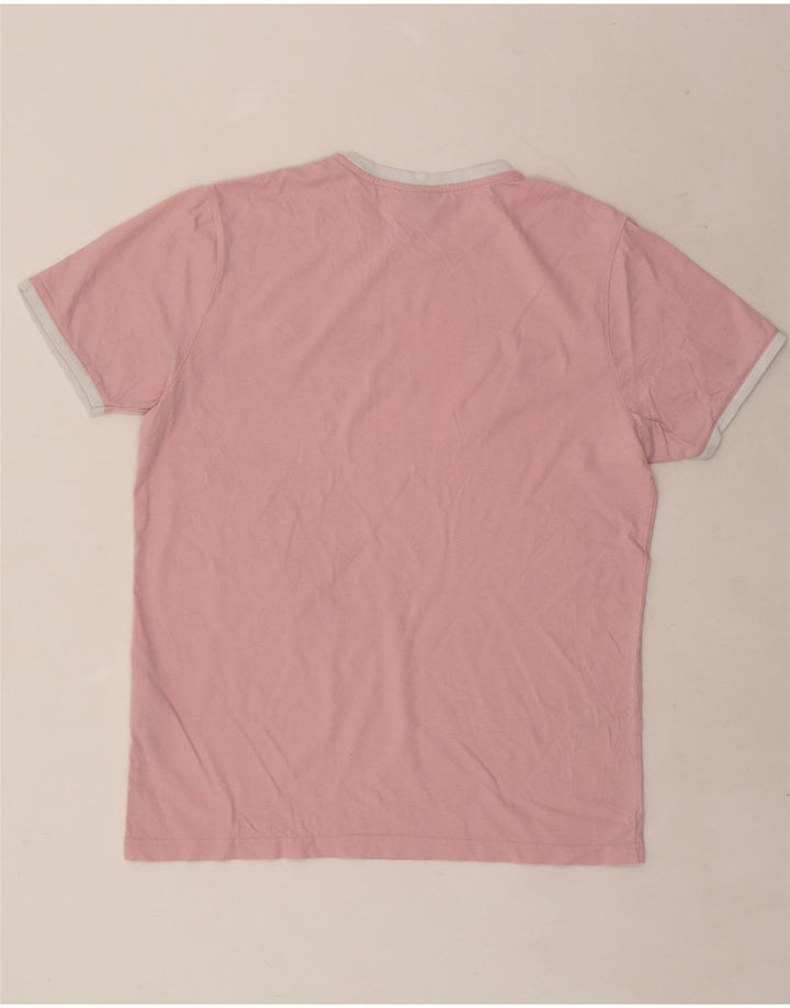 Ellesse Mens T-Shirt Top Large Pink Colourblock Cotton