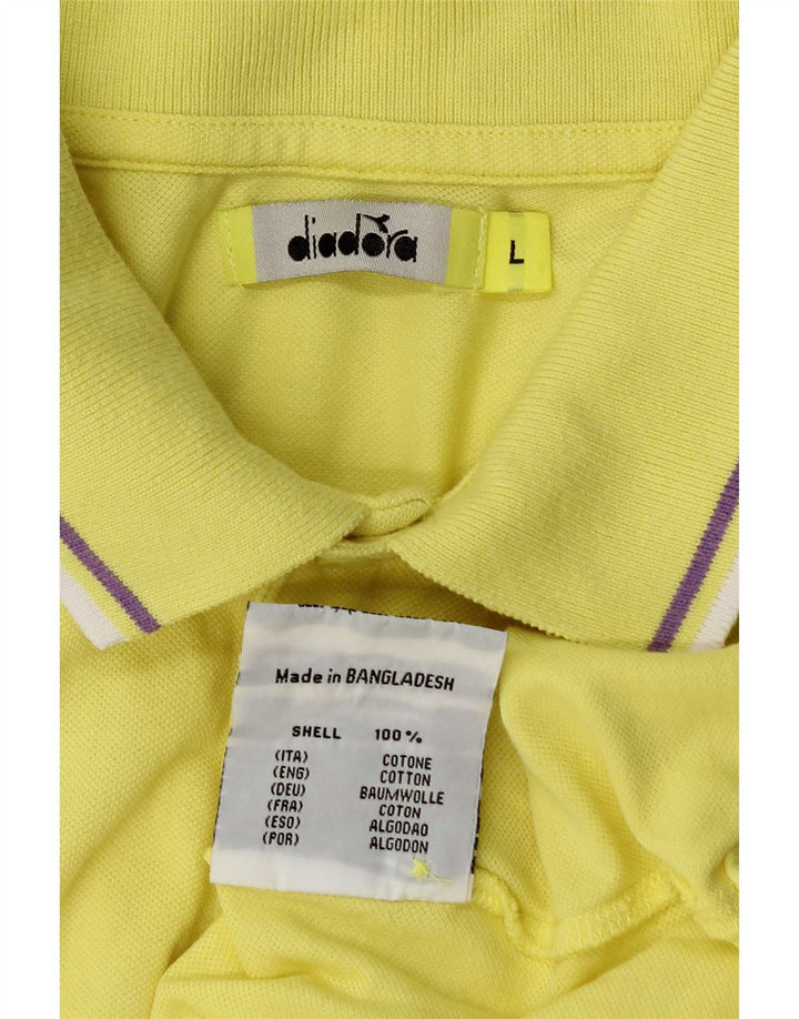 Diadora Mens Polo Shirt Large Yellow Cotton