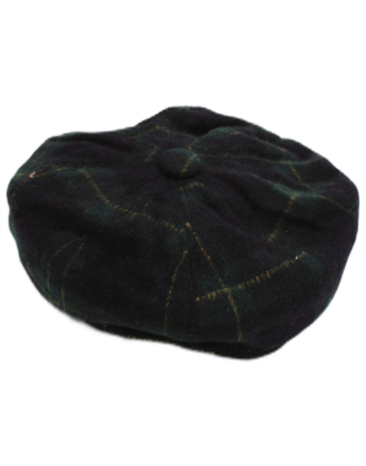 Vintage Mens Flat Cap Small Navy Blue Check