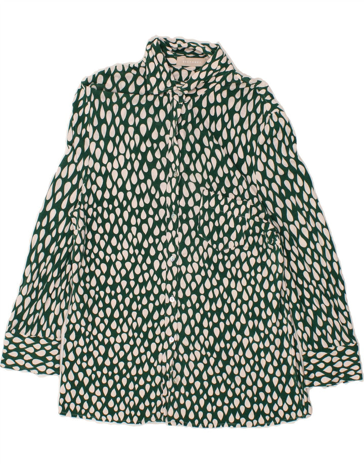 STEFANEL Womens Shirt Blouse UK 10 Small Green Spotted Viscose Vintage Stefanel and Second-Hand Stefanel from Messina Hembry 