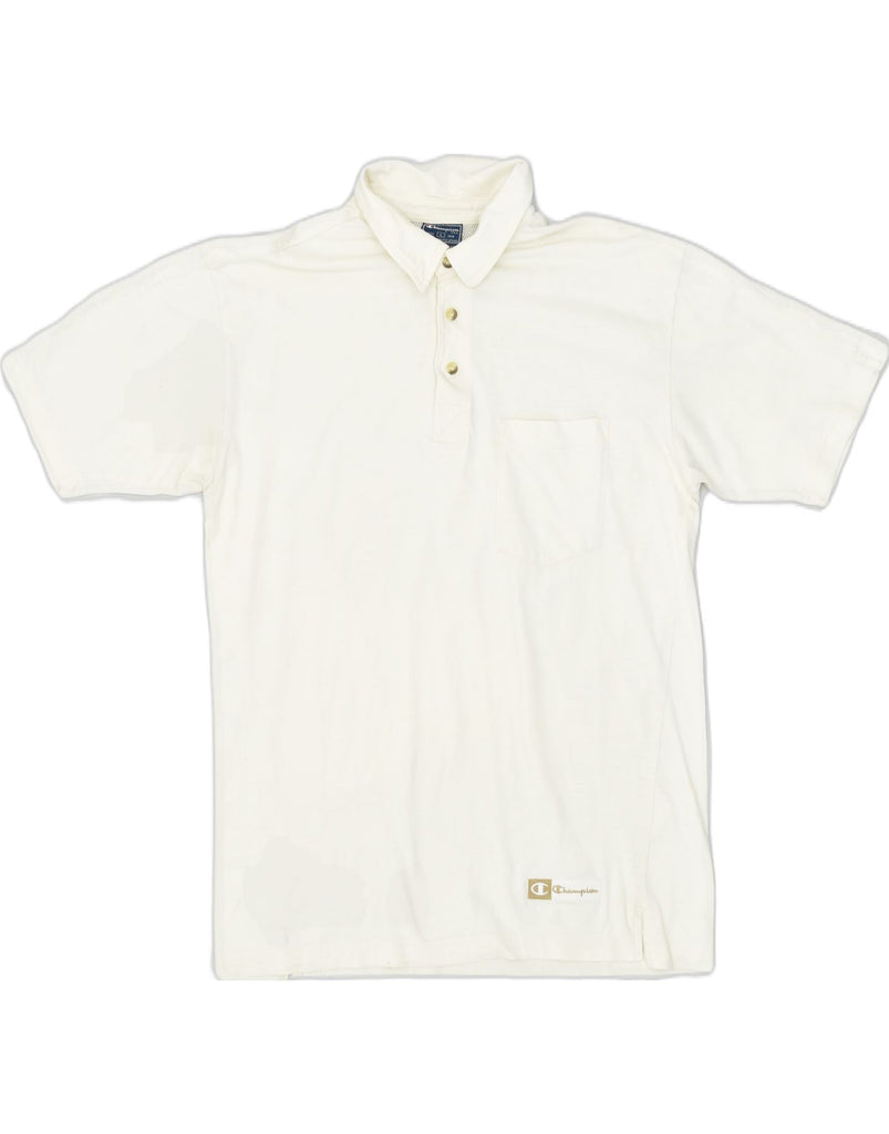 CHAMPION Mens Polo Shirt Large White Cotton | Vintage | Thrift | Second-Hand | Used Clothing | Messina Hembry 