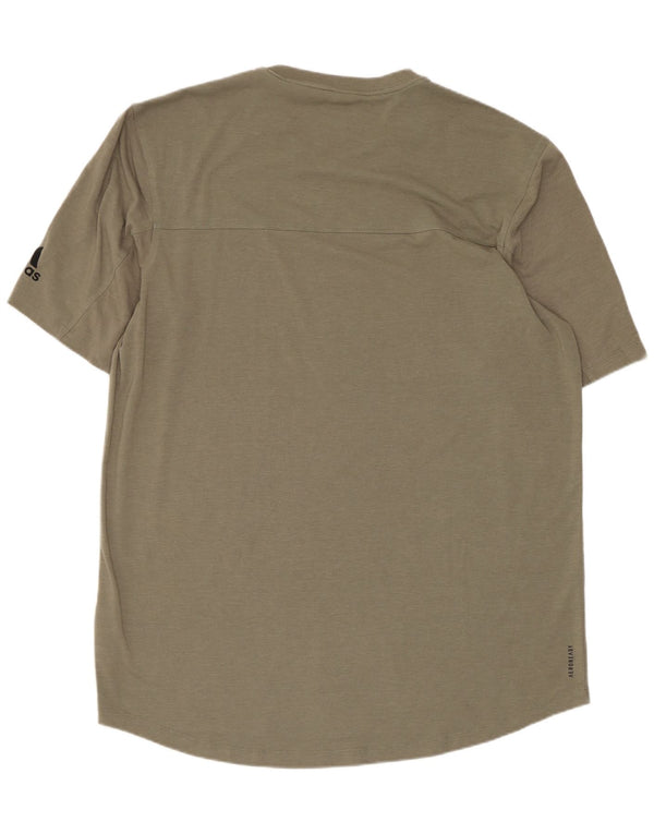 Adidas Mens Aeroready T-Shirt Top Large Khaki Polyester