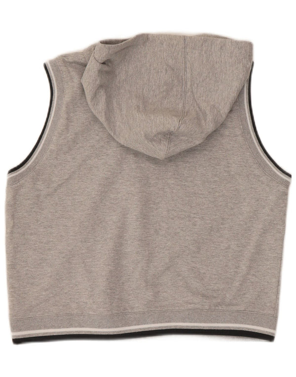 Arena Womens Crop Sleeveless Hoodie Jumper UK 8 Small Grey Cotton