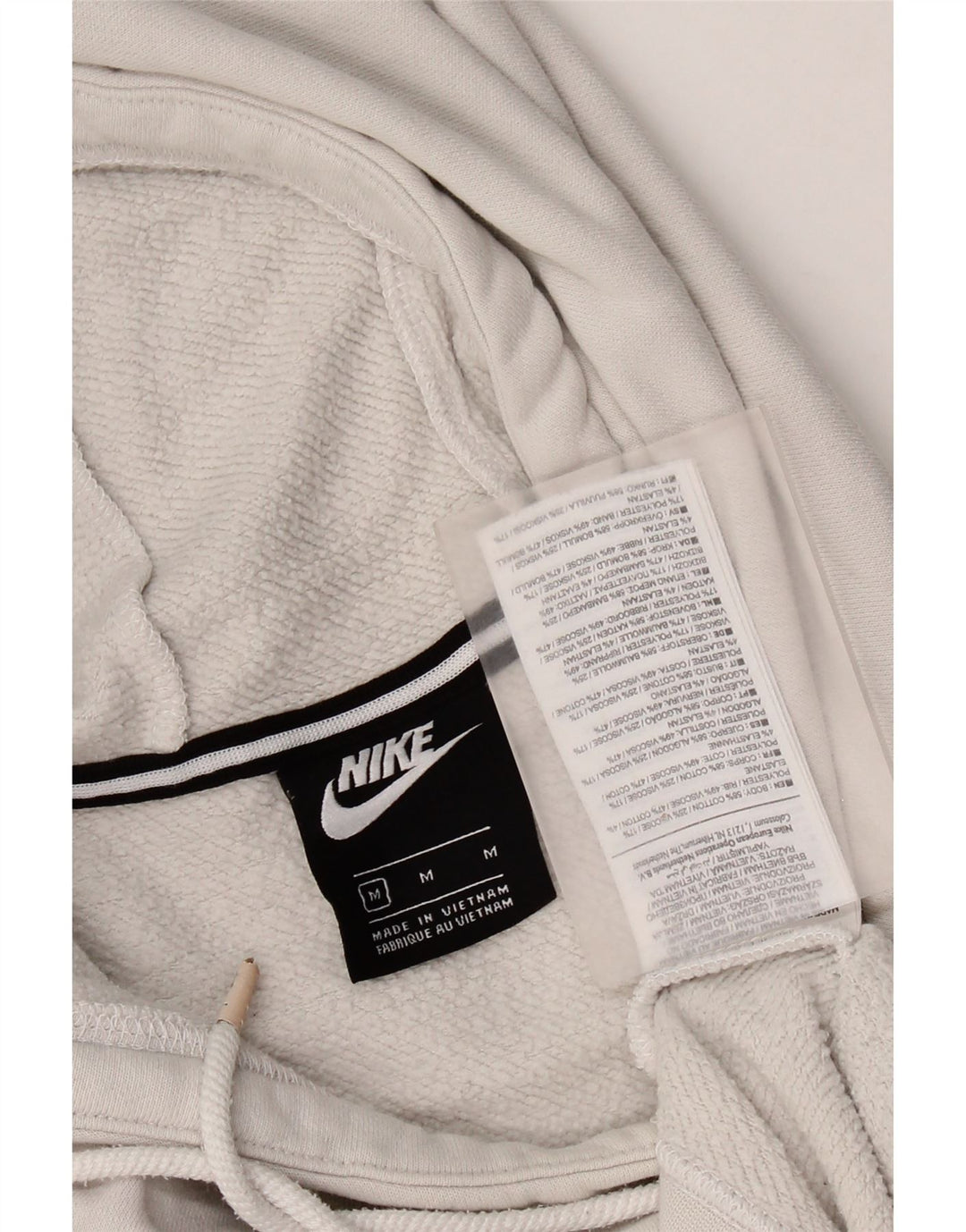 NIKE Womens Crop Graphic Hoodie Jumper UK 14 Medium Grey Cotton