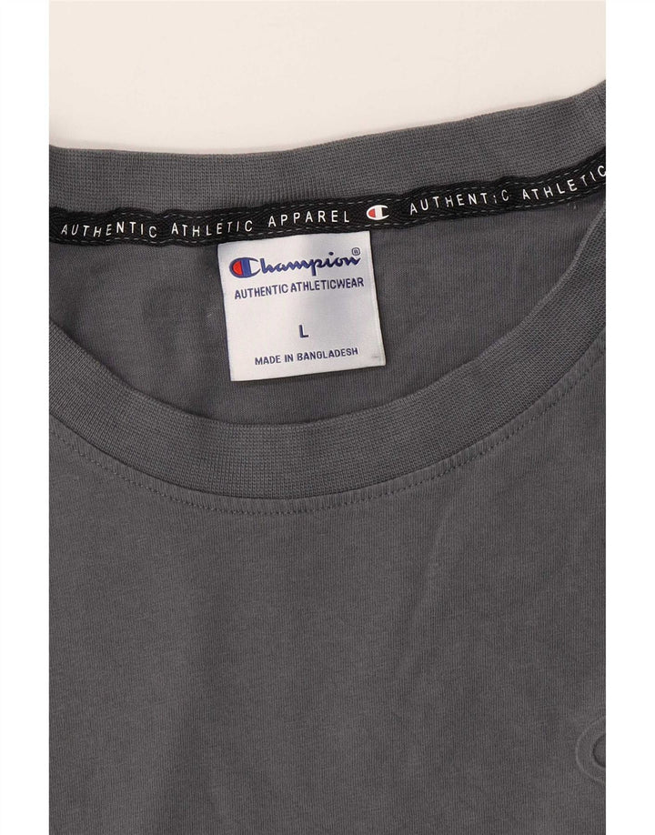 Champion Mens Regular T-Shirt Top Large Grey Cotton