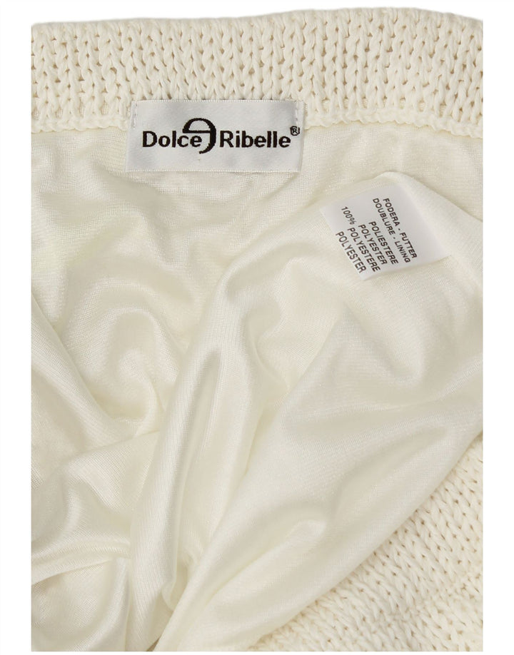 VINTAGE Womens Knit Asymmetrical Skirt W34 Large White Polyester