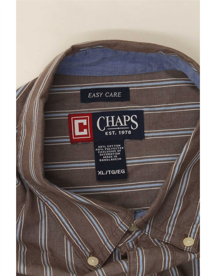 Chaps Mens Easy Care Shirt XL Grey Pinstripe Cotton