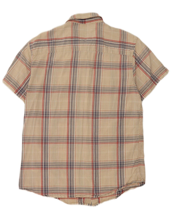 Wrangler Mens Short Sleeve Regular Fit Shirt Large Beige Check Cotton