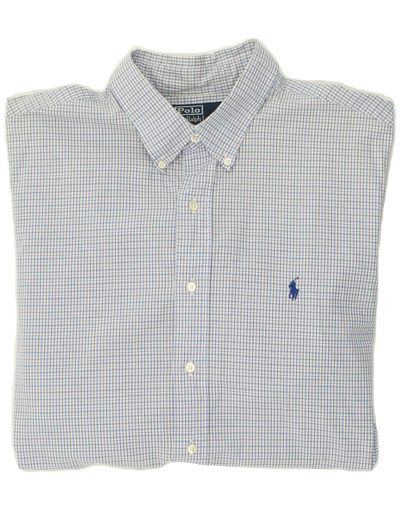 POLO RALPH LAUREN Mens Shirt Size 17 1/2 XL Blue Check Cotton | Vintage Polo Ralph Lauren | Thrift | Second-Hand Polo Ralph Lauren | Used Clothing | Messina Hembry 