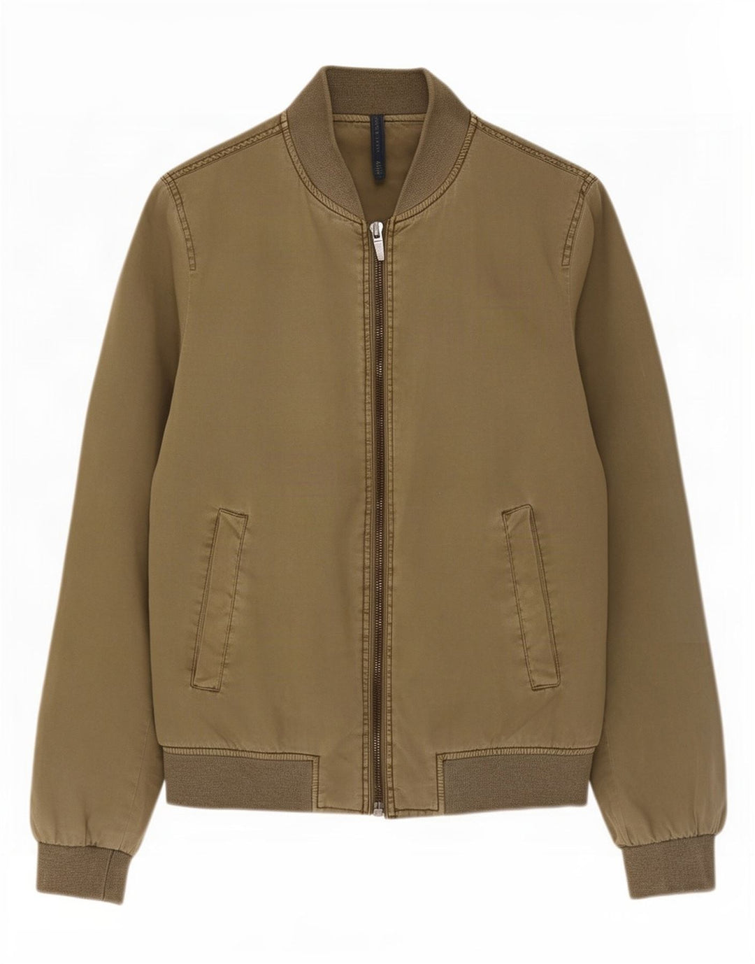 Zara Mens Bomber Jacket UK 36 Small Khaki Cotton