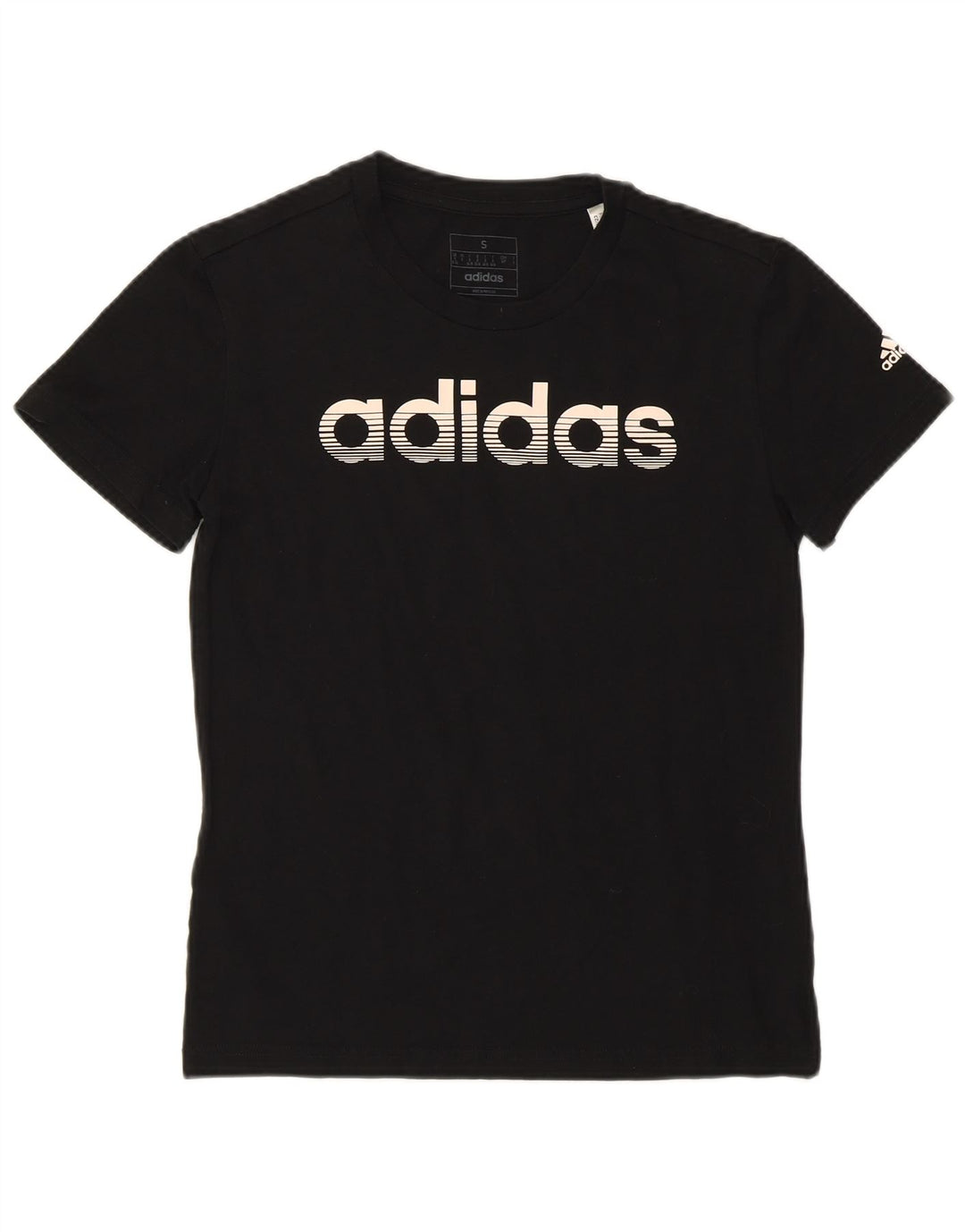 ADIDAS Womens Graphic T-Shirt Top UK 8/10 Small Black Cotton