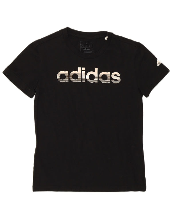 ADIDAS Womens Graphic T-Shirt Top UK 8/10 Small Black Cotton