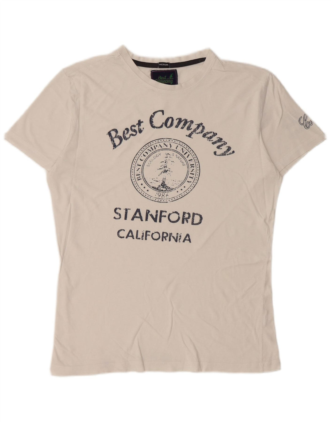 Best Company Mens Graphic T-Shirt Top Medium White Cotton