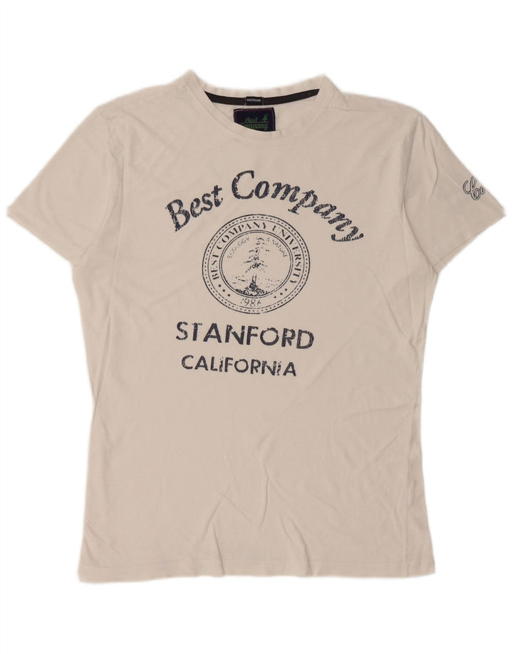 Best Company Mens Graphic T-Shirt Top Medium White Cotton