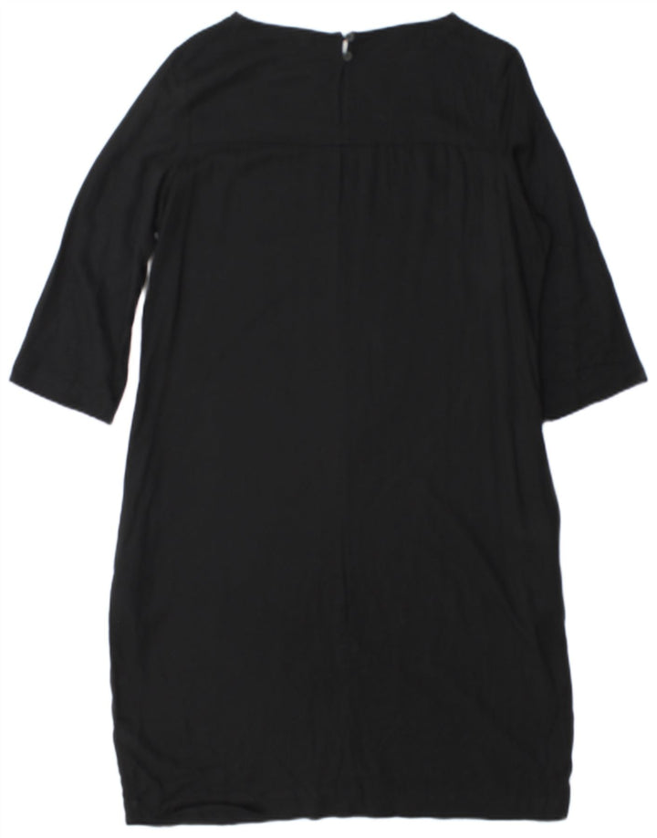 Marks & Spencer Womens 3/4 Sleeve Shift Dress UK 12 Medium Black Viscose