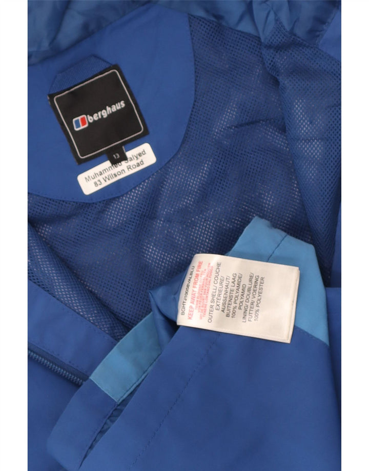 Berghaus Boys Hooded Rain Jacket 12-13 Years Blue Colourblock Polyamide