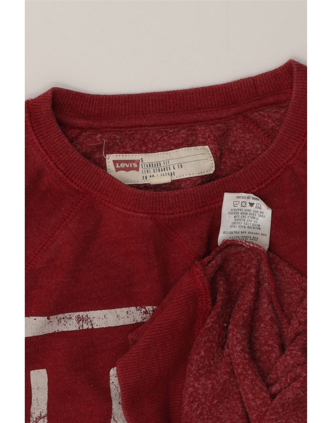 LEVI'S Mens Graphic Standard Fit Sweatshirt Jumper Small Red Cotton