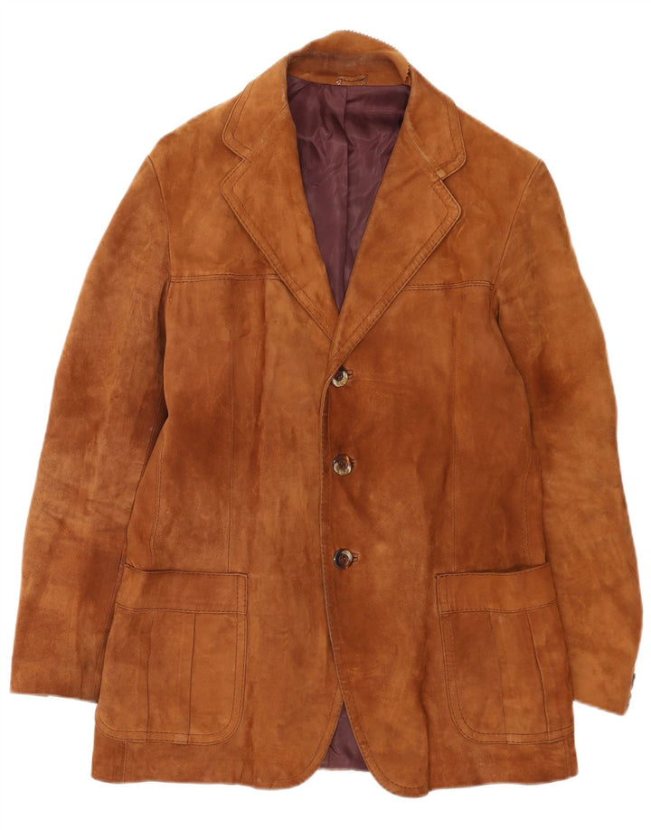 Vintage Mens 3 Button Suede Blazer Jacket UK 38 Medium Brown