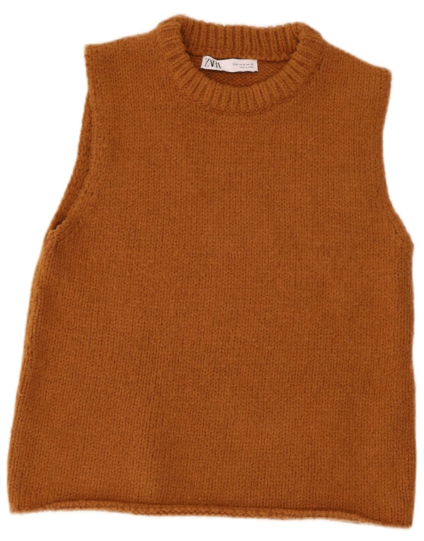 Zara Womens Vest Tank Top UK 12 Medium Brown Acrylic