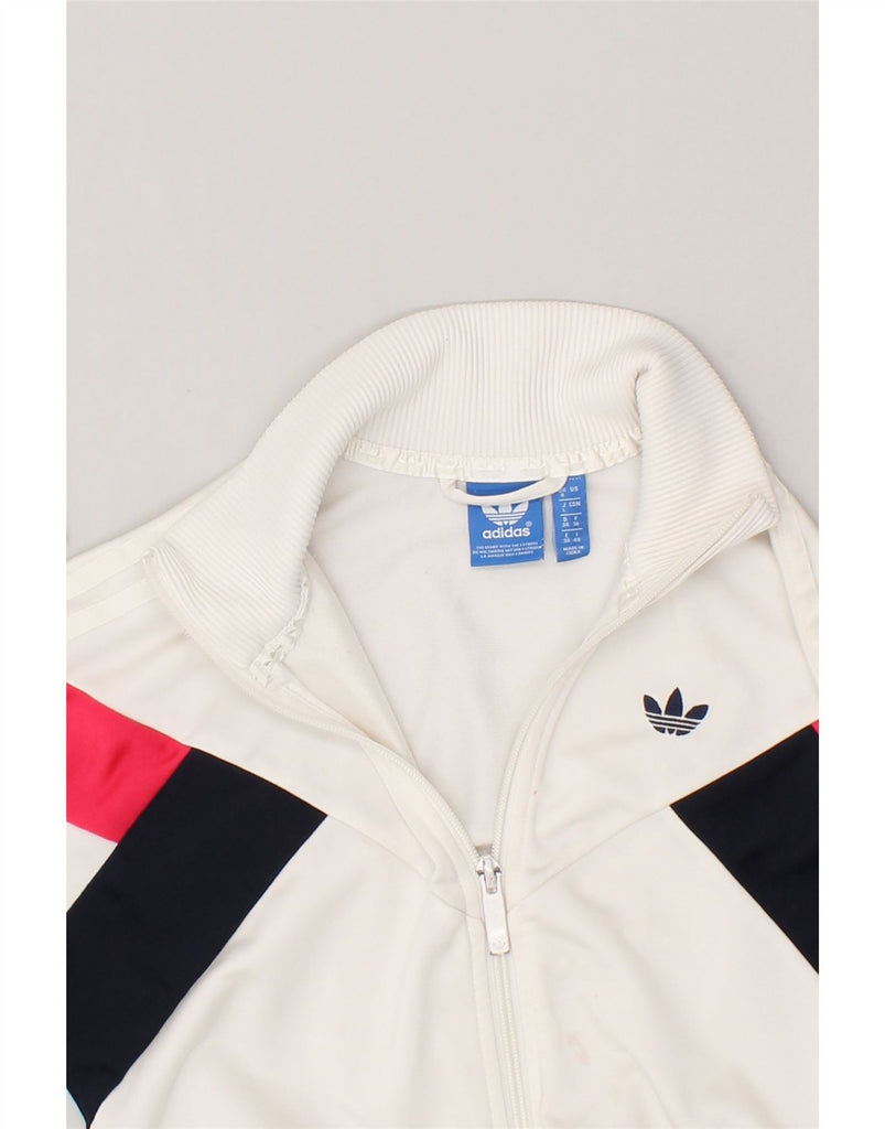 ADIDAS Womens Graphic Tracksuit Top Jacket UK 8 Small White Colourblock | Vintage Adidas | Thrift | Second-Hand Adidas | Used Clothing | Messina Hembry 