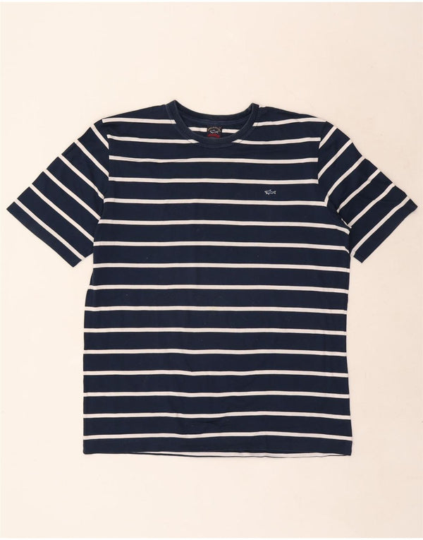 Paul & Shark Mens Yachting T-Shirt Top Medium Navy Blue Striped Cotton