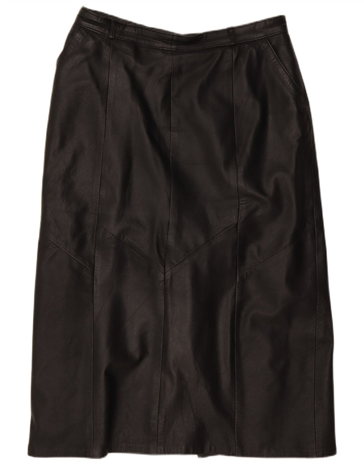 Vintage Womens Leather Skirt IT 42 Medium W28 Black