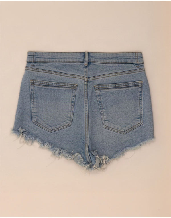 Zara Womens High Waist Distressed Denim Shorts EU 38 Small W28 Blue