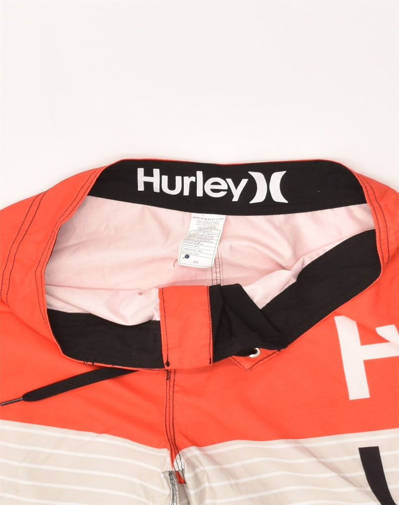 HURLEY Mens Graphic Swimming Shorts Medium Beige Colourblock Polyester | Vintage Hurley | Thrift | Second-Hand Hurley | Used Clothing | Messina Hembry 