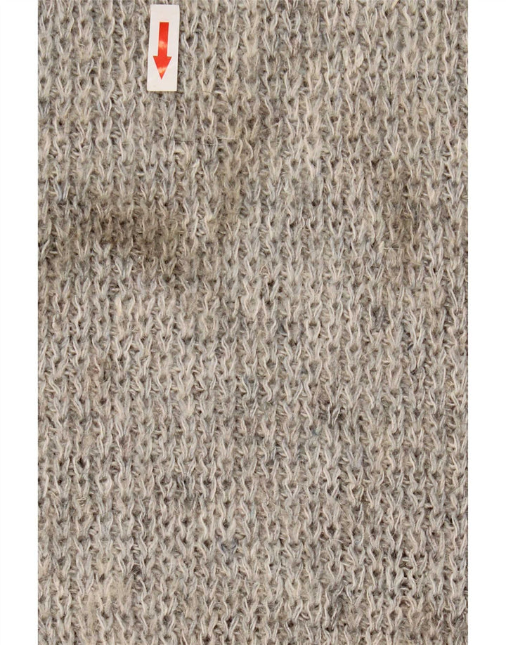 Vintage Mens Crew Neck Jumper Sweater XL Grey Geometric