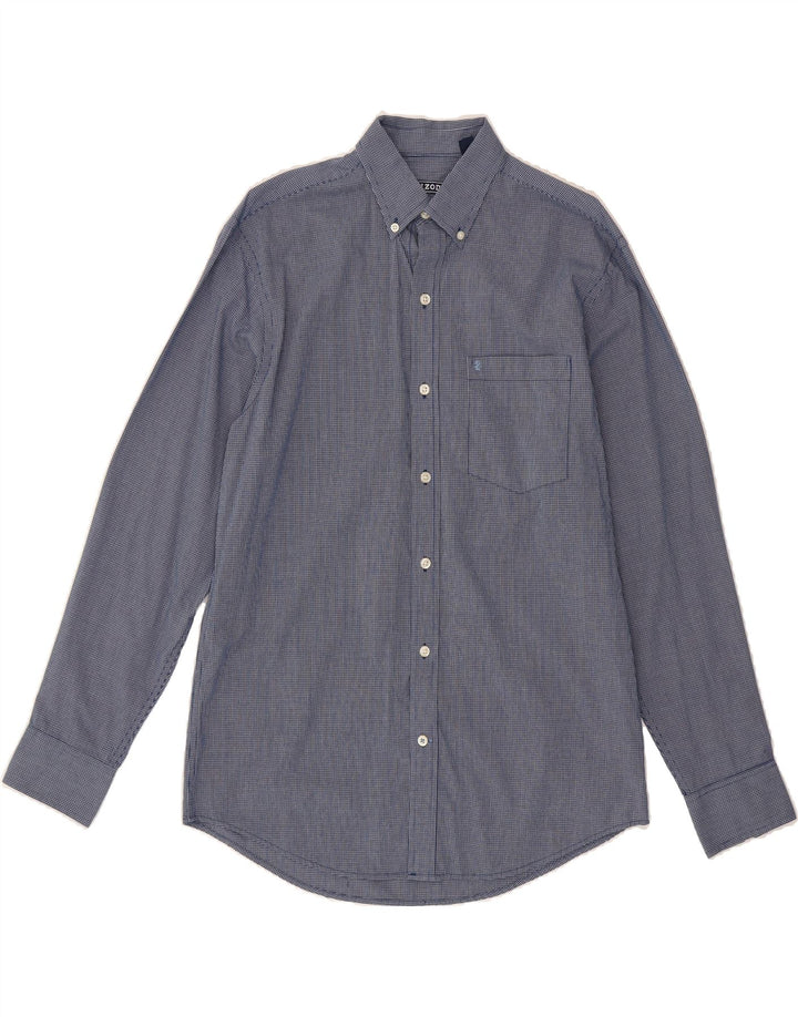 IZOD Mens Shirt Small Navy Blue Gingham Cotton Vintage Izod and Second-Hand Izod from Messina Hembry 