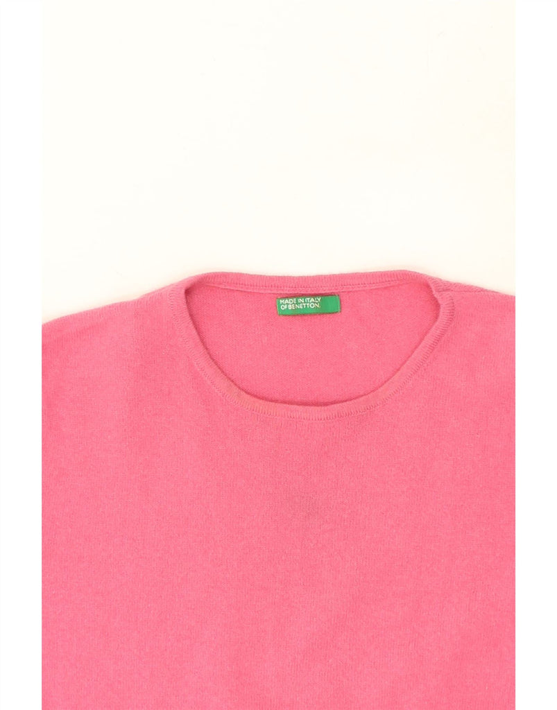 BENETTON Womens Short Sleeve Crew Neck Jumper Sweater UK 18 XL Pink Wool | Vintage Benetton | Thrift | Second-Hand Benetton | Used Clothing | Messina Hembry 