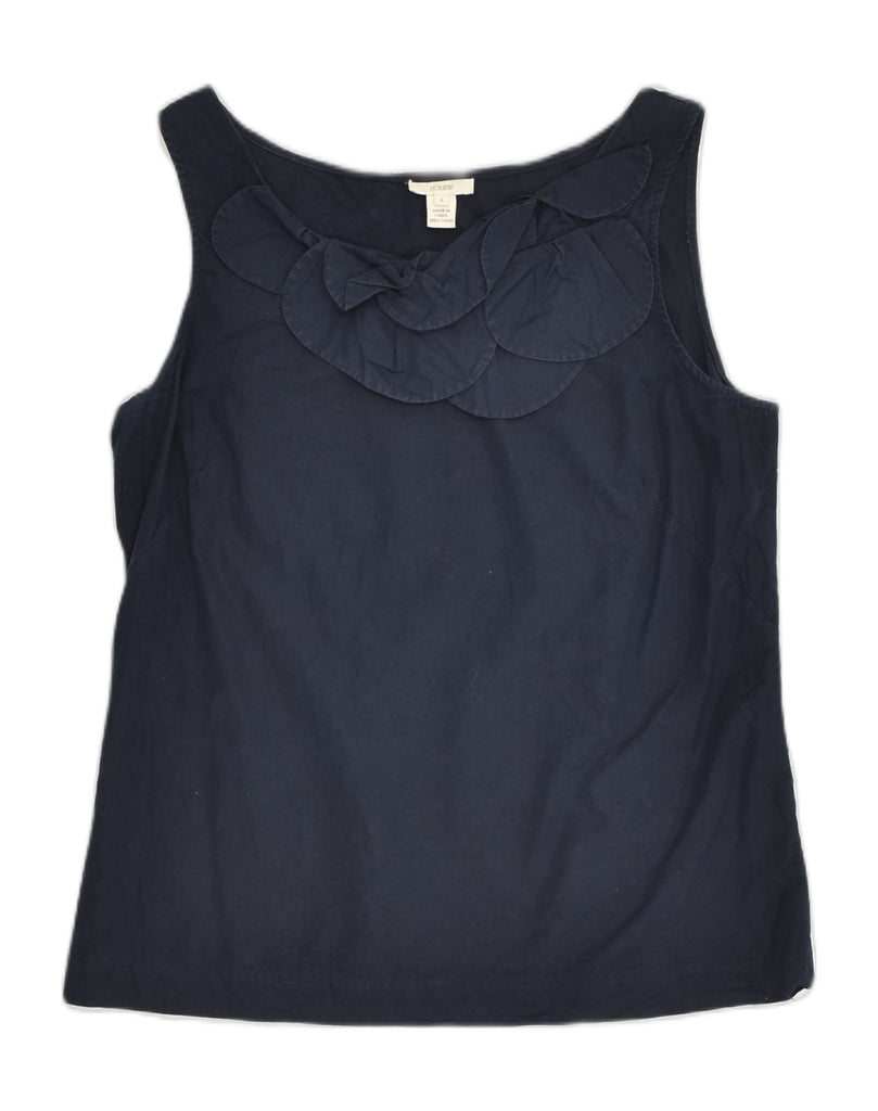 J. CREW Womens Ruffle Front Sleeveless Blouse Top US 6 Medium Navy Blue | Vintage J. Crew | Thrift | Second-Hand J. Crew | Used Clothing | Messina Hembry 