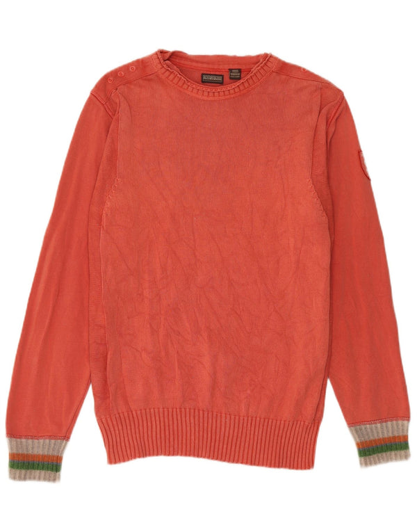 Napapijri Mens Graphic Crew Neck Jumper Sweater Small Pink Colourblock