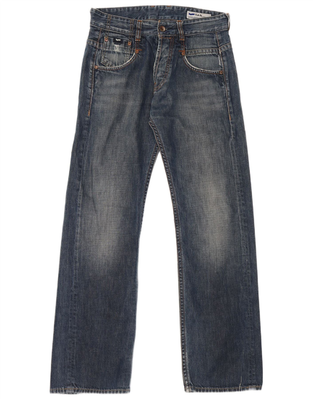 Gas Mens Bootcut Jeans W30 L32 Blue Cotton