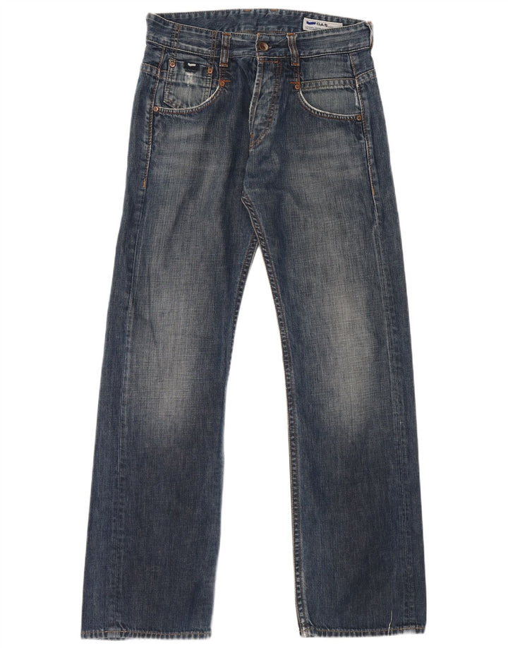 Gas Mens Bootcut Jeans W30 L32 Blue Cotton