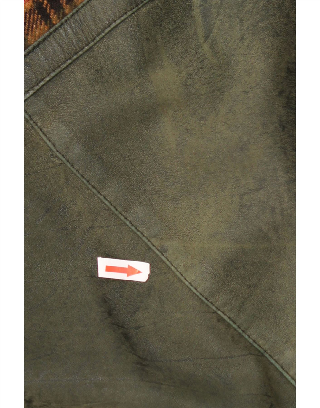 Vintage Mens Leather Jacket UK 46 3XL Green Check Leather