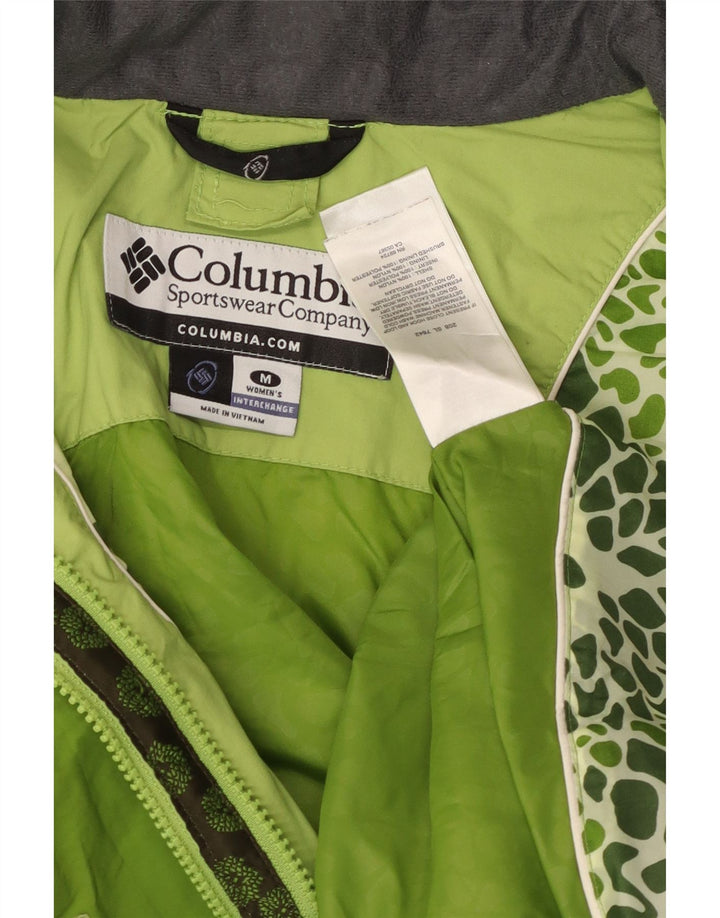 COLUMBIA Womens Interchange Rain Jacket UK 14 Medium Green Colourblock