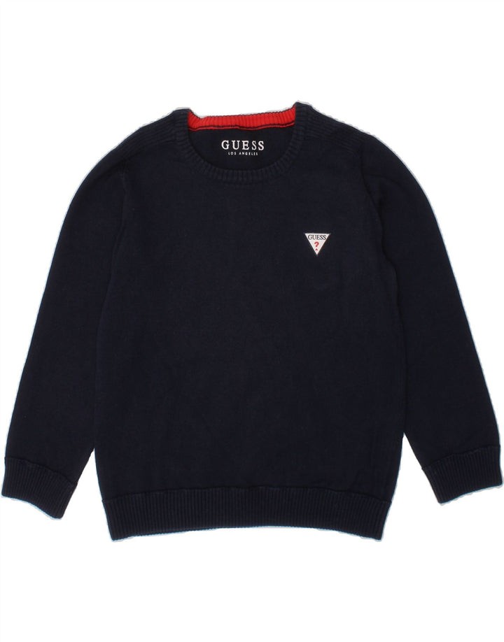 GUESS Boys Crew Neck Jumper Sweater 6-7 Years Navy Blue Vintage Guess and Second-Hand Guess from Messina Hembry 