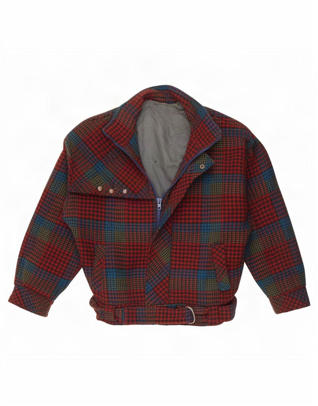 Vintage Womens Bomber Jacket UK 10 Small Red Houndstooth