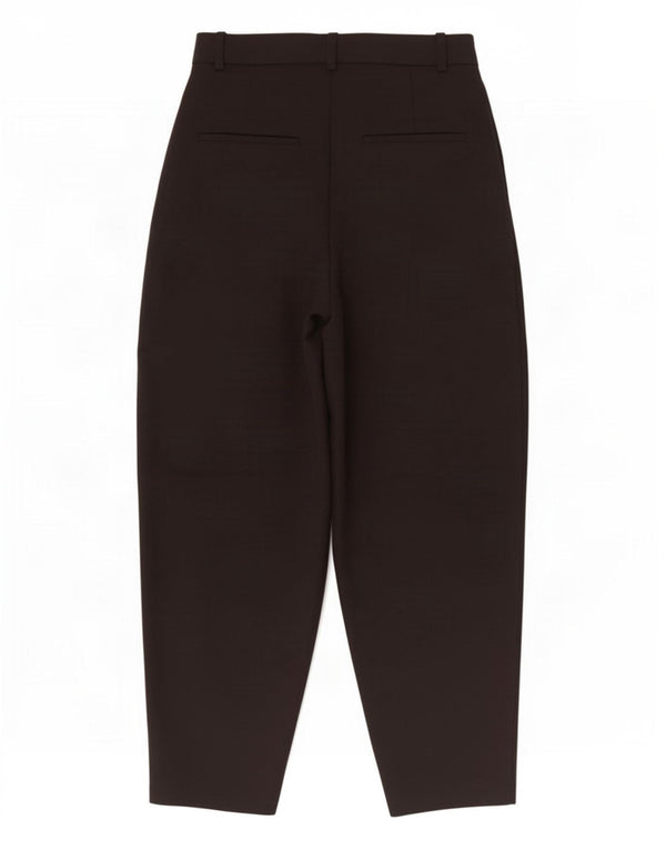 Zara Womens High Waist Loose Fit Cropped Trousers XS W24 L25 Black Viscose