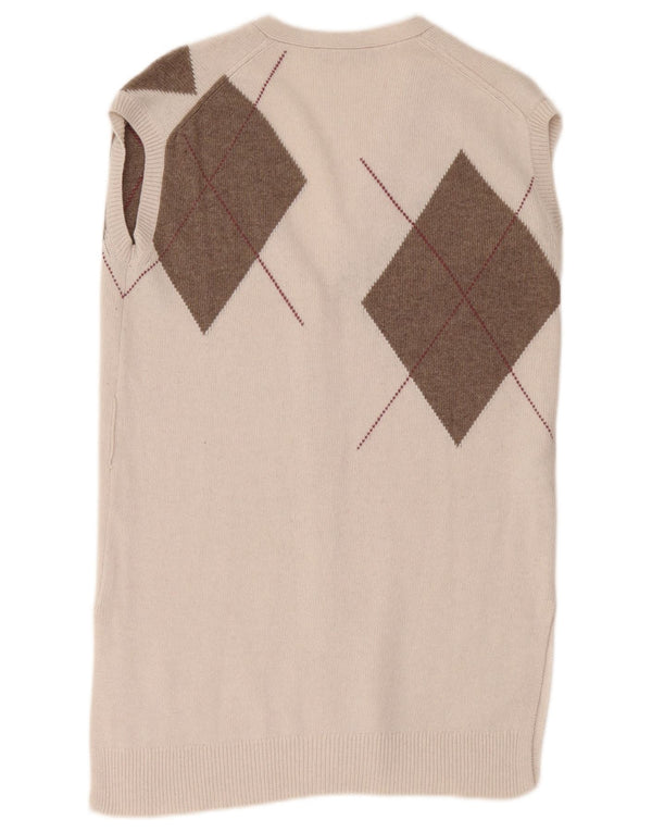 Stefanel Womens Longline Sleeveless Cardigan Sweater UK 10 Small Beige