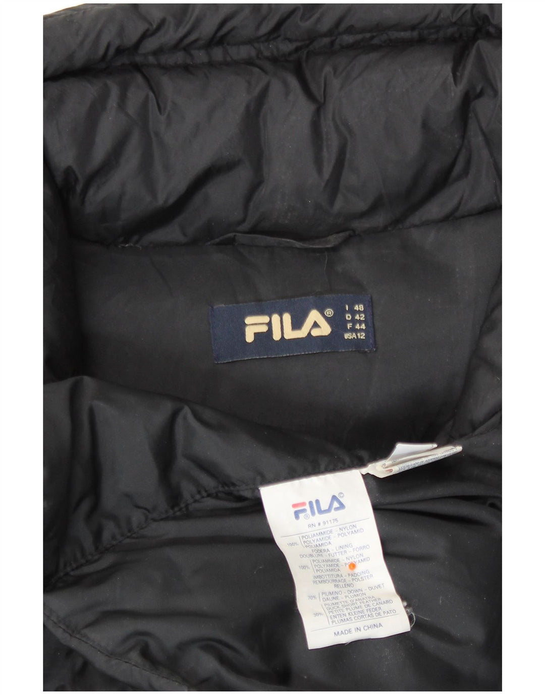 Fila Womens Padded Coat IT 48 XL Black Polyamide