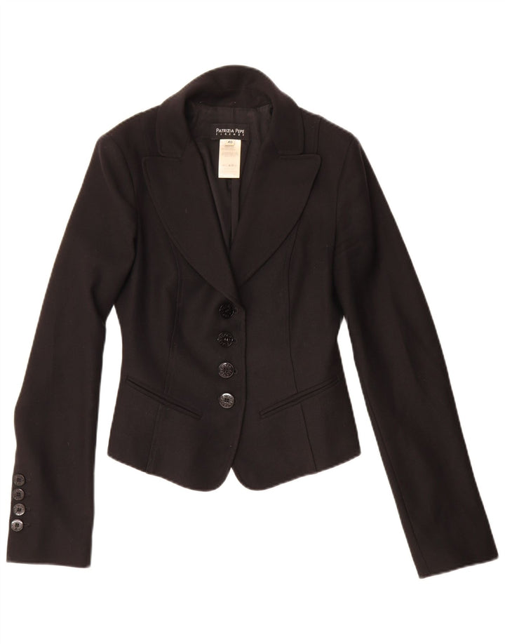 Patrizia Pepe Womens 4 Button Blazer Jacket IT 40 Small Black Wool