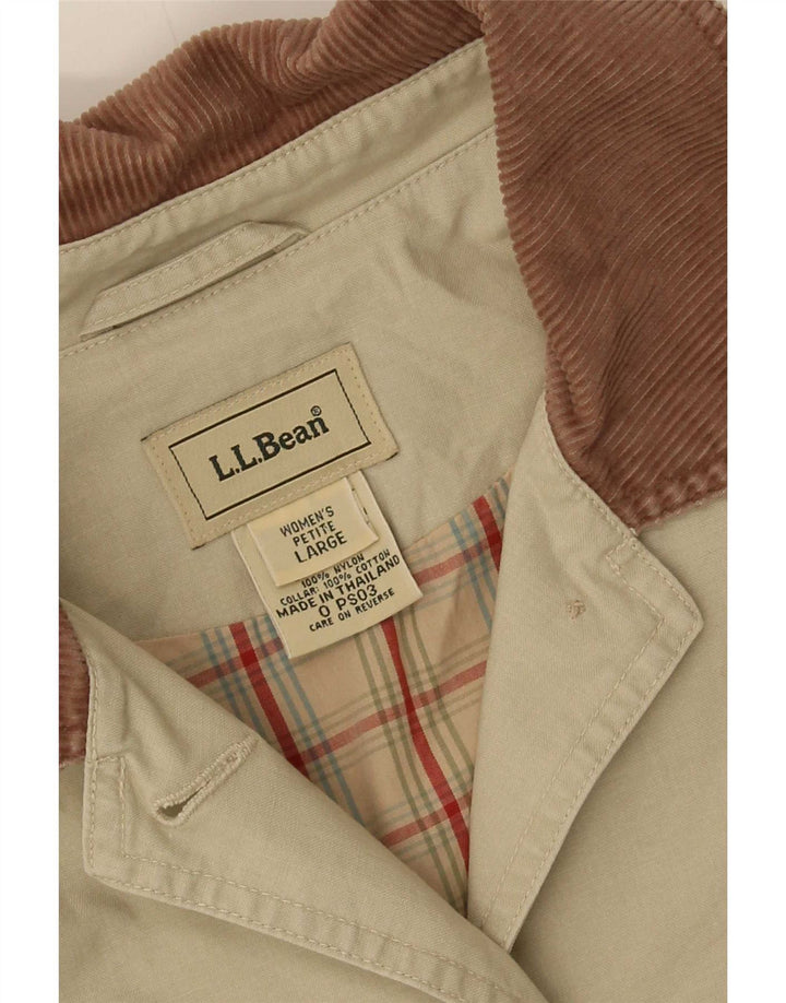 L.L.Bean Womens Oversized Utility Jacket UK 16 Large Beige Cotton