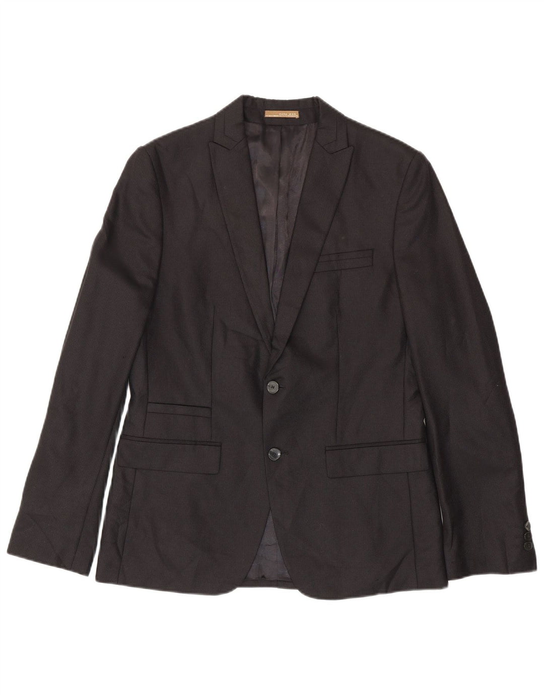 Zara Mens 2 Button Blazer Jacket EU 50 Medium Black Pinstripe