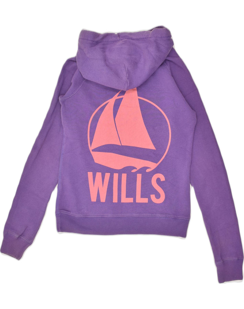 JACK WILLS Womens Graphic Hoodie Jumper UK 8 Small Purple Cotton | Vintage Jack Wills | Thrift | Second-Hand Jack Wills | Used Clothing | Messina Hembry 