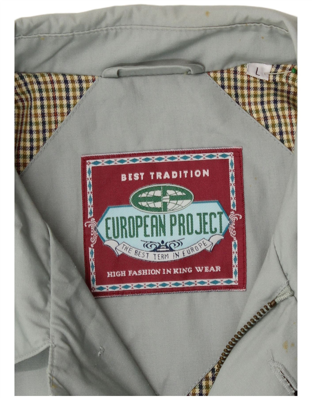European Project Mens Bomber Jacket UK 40 Large Grey Polyester
