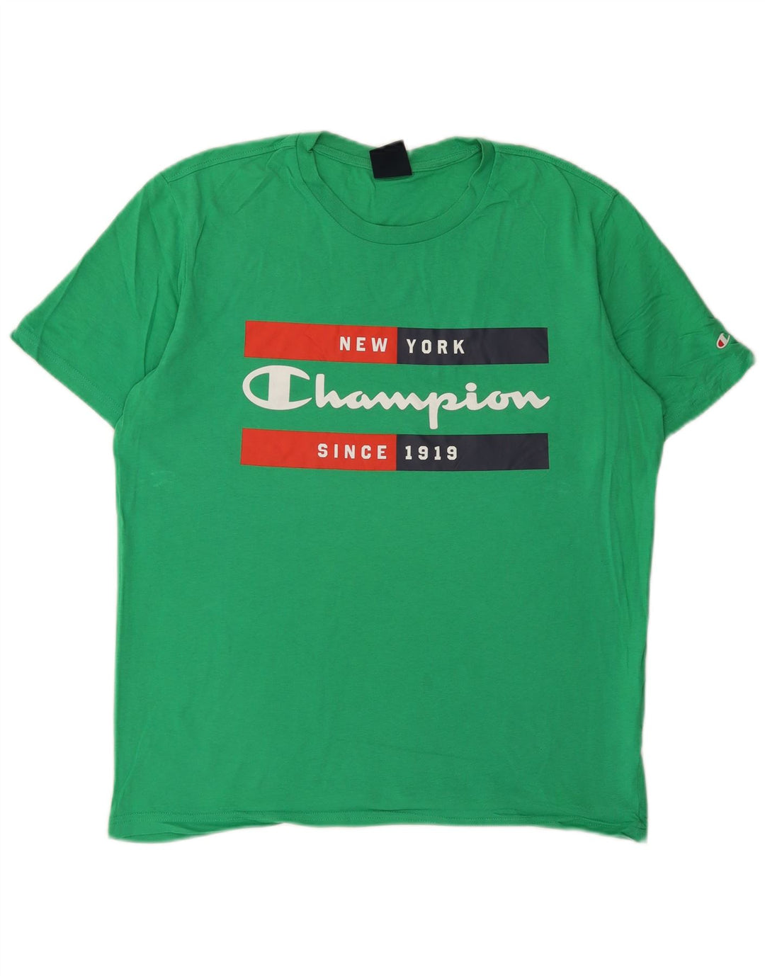 Champion Mens Graphic T-Shirt Top Medium Green Cotton