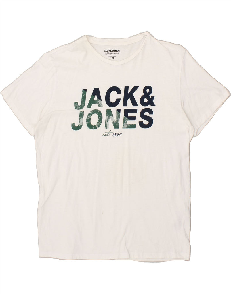 JACK & JONES Mens Graphic T-Shirt Top XL White Cotton | Vintage Jack & Jones | Thrift | Second-Hand Jack & Jones | Used Clothing | Messina Hembry 